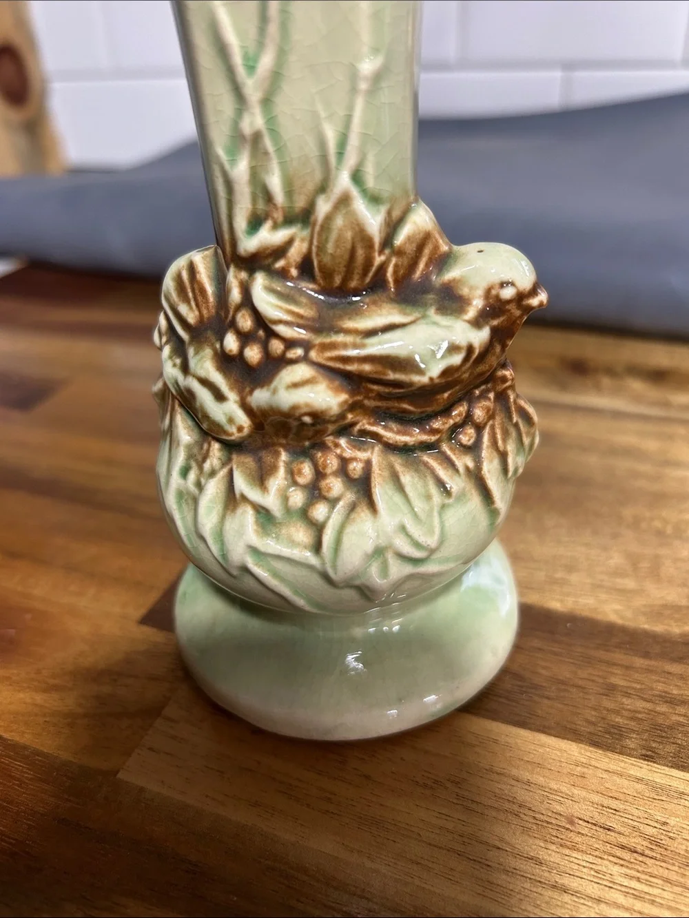 1950’s Mc Coy Ceramic Green Bird nesting Bud Vase - vintage